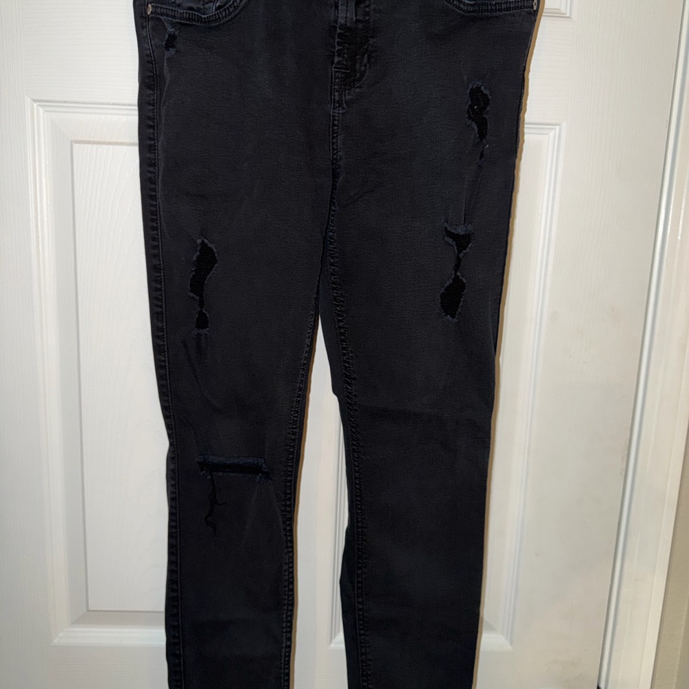 7 For All Mankind Black Ankle Skinny Jeans